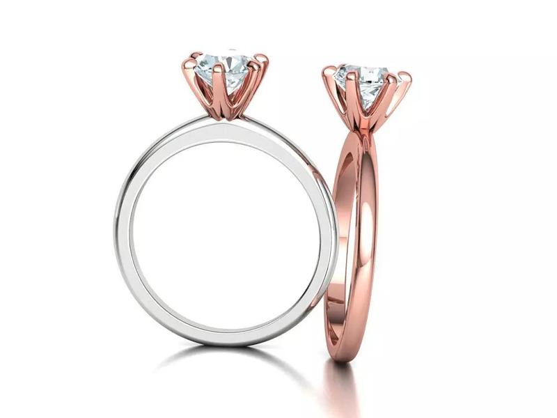 1ct Diamond Solitaire Engagement Ring Two Tone Crown Head design