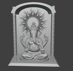 Lord Ganesha Sitting in Temple