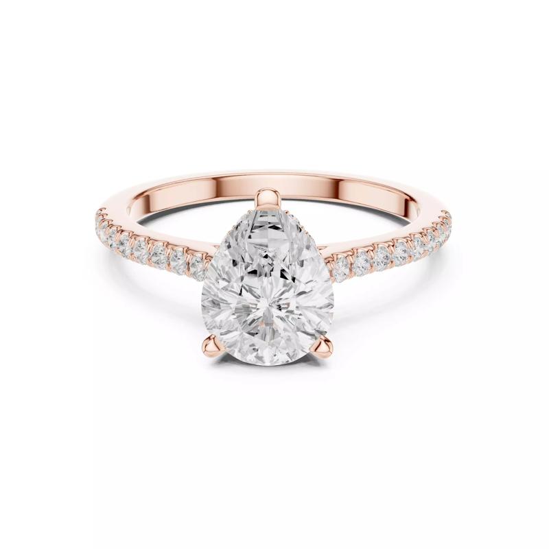 2CT Pear Cut Hidden Halo Pave Diamond Wedding Ring 3DM STL Video