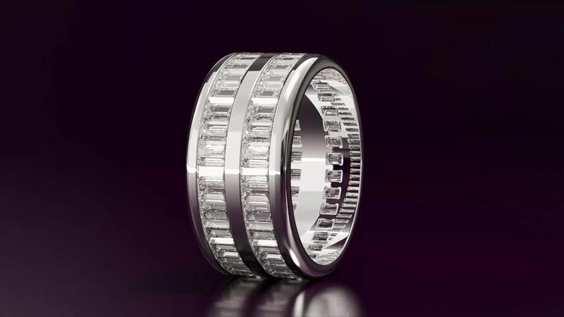 2line baguette straight cut eternity ring N02 54EU size