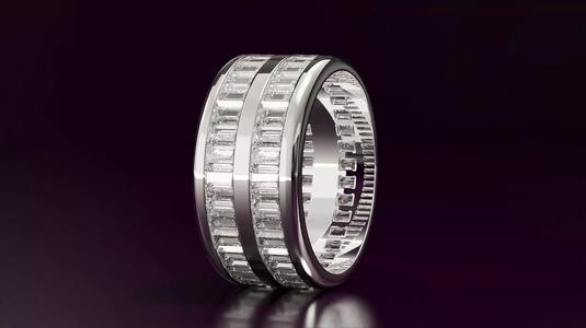 2line baguette straight cut eternity ring N02 54EU size