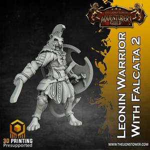 Leonin Tribe - Warrior with Falcata 2 (32mm scale, Pre-supported Miniature)