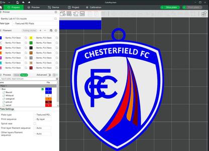 EFL League Two Chesterfield Keychain Shield color printable and renderable