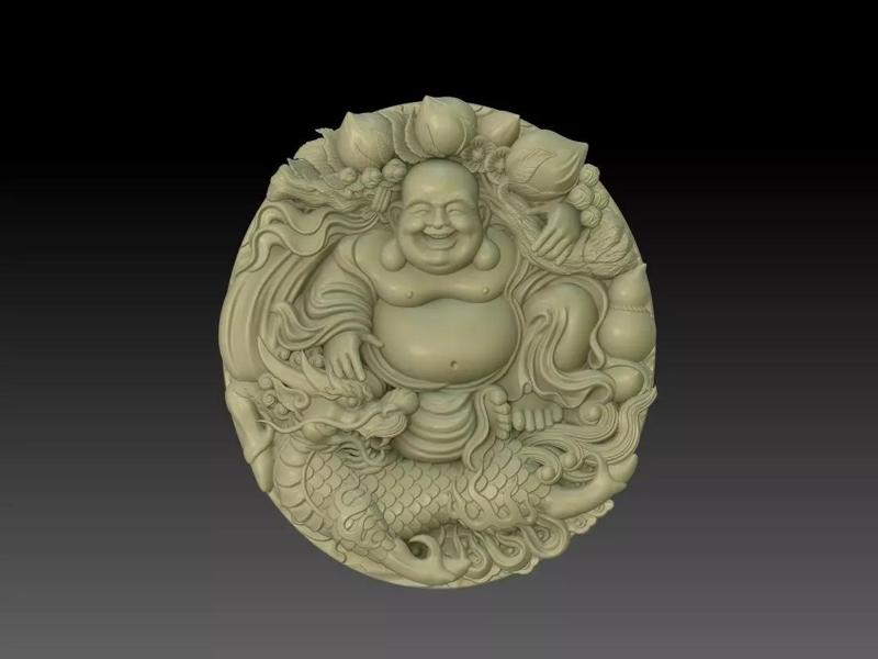 Laughing Buddha Riding Dragon pendant