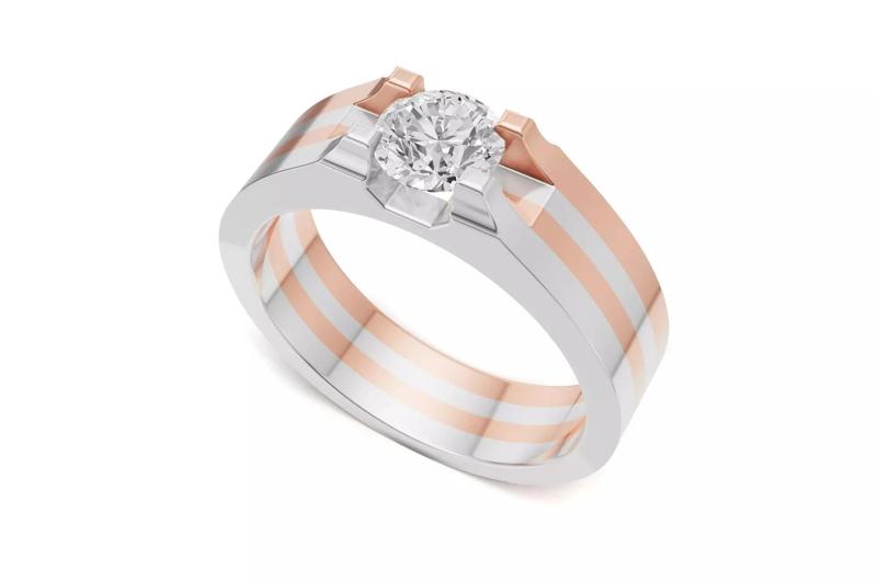 Mens Two-Tone Solitaire Wedding Ring