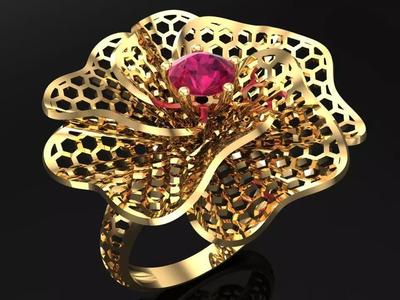 Mesh flower ring - Italian rings - Womens Rings - N6453