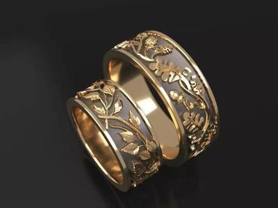 Birch and oak wedding bands - original