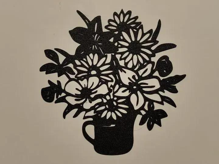 Flower Vase Silhouette Wall Art – Elegant Floral Home Décor