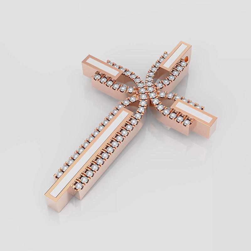 Cross gold pendant with diamonds