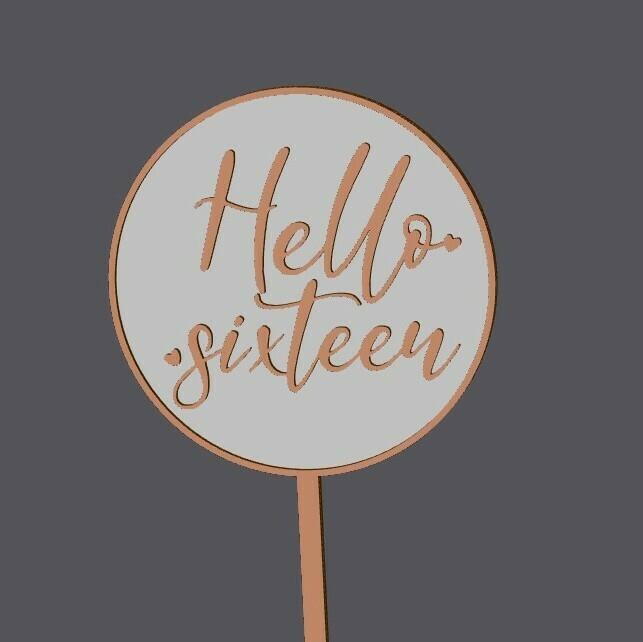 Cake Topper - Sweet 16 - Hello Sixteen