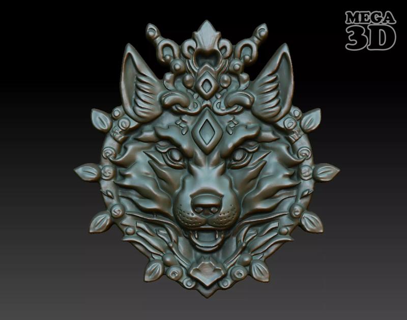 Wolf Pendant Bas Relief 03 230612