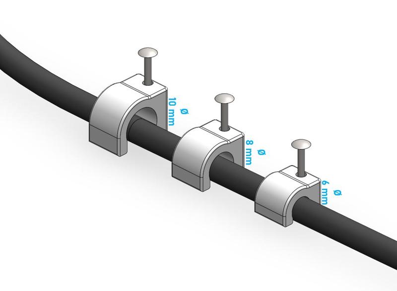 Cable clamps 6 mm / 8 mm / 10 mm with nail