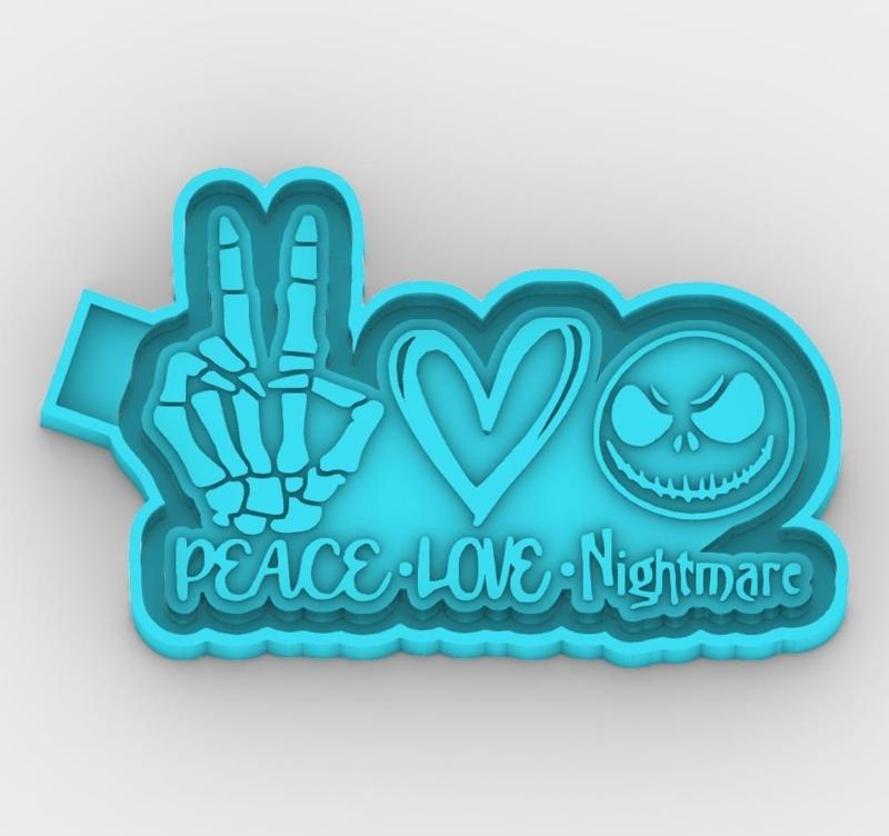 Peace and Love Nightmare 0809004643 - freshie mold - STL for silicone mold