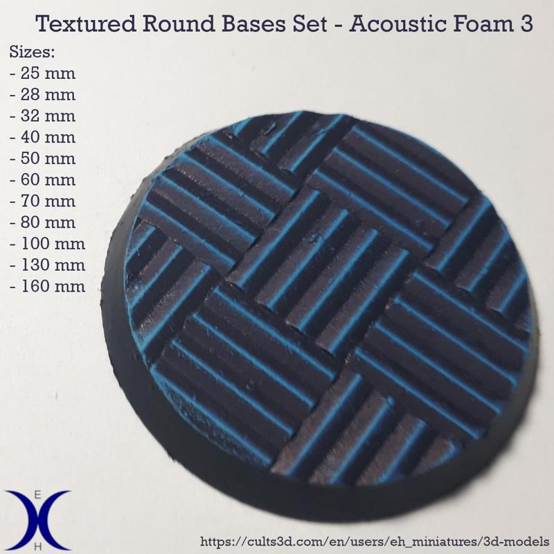 Round Bases Set – Acoustic Foam 3 Texture (25–160mm) | Perfect for Tabletop Wargames & RPG's
