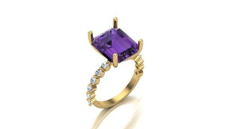 Emerald Round prong Ring