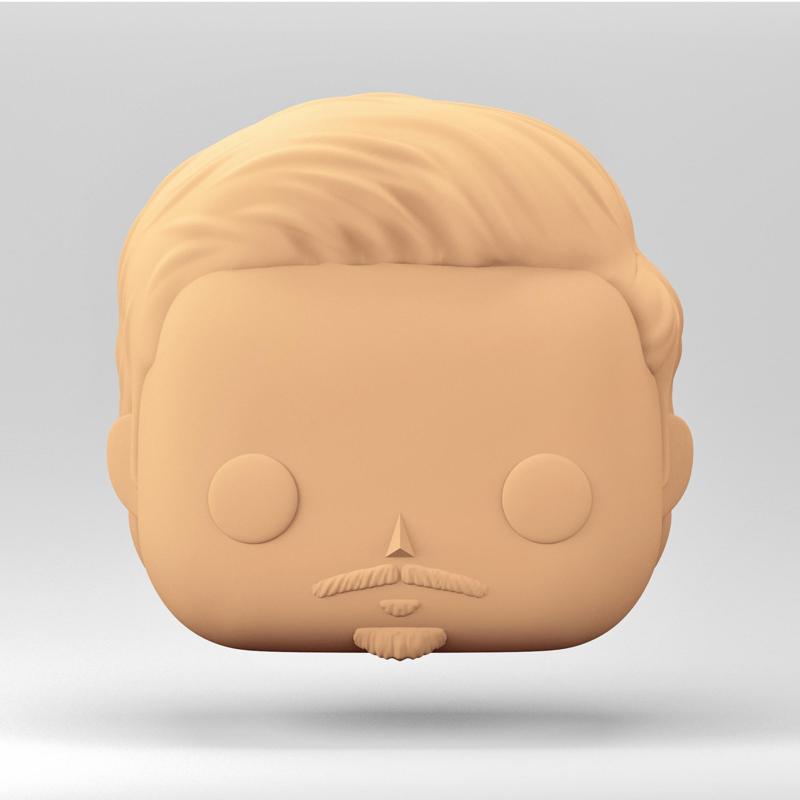 Stylized Chibi / POP Head STL | 3D Print File | Comb over hairstyle and Goatee beard | MH_3-15