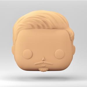 Stylized Chibi / POP Head STL | 3D Print File | Comb over hairstyle and Goatee beard | MH_3-15