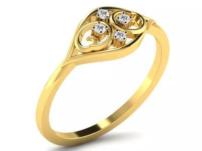 Light Weight Yellow Gold Diamond Ring  -DR-6276