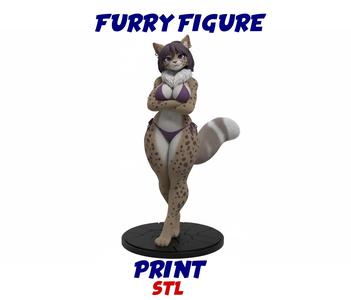 3D FURRY GIRL SCULPTURE - WITH BASE