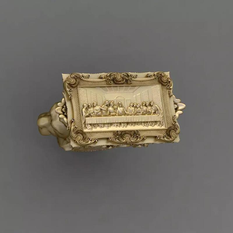 Last Supper Bas-Relief with lion head ring 3D print model