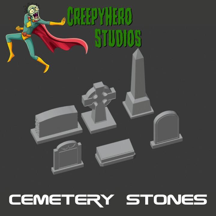 Fantasy 28mm Scale 3D Resin Printed Cemetery Stones Set | Miniature Terrain Accessories for Tabletop RPGs and Fantasy Wargames