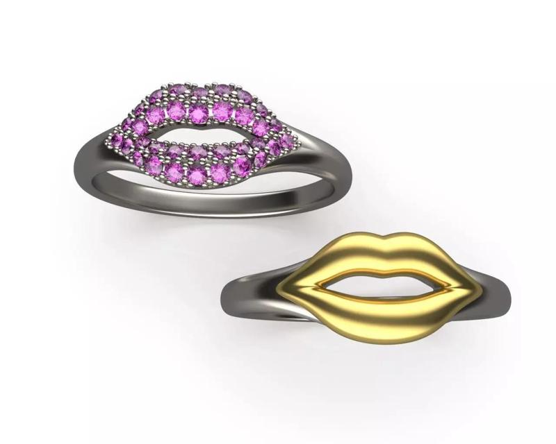 Lips Kiss Diamond Pave Ring