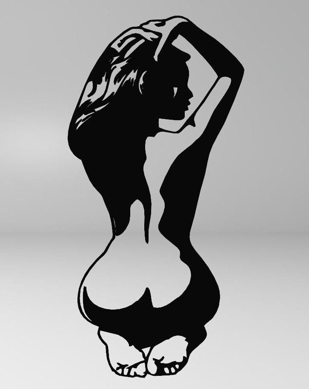 Elegant Woman Seen from Behind Line Art