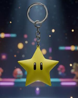 Super Star Keychain - Mario Invincibility Power-Up - Super Mario - Ready to Print
