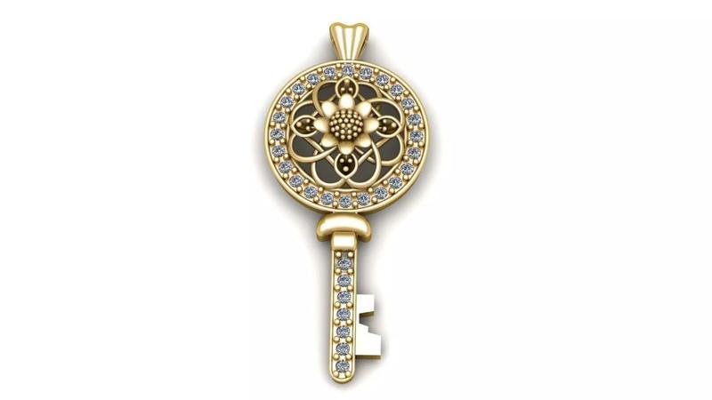 Luxury Diamond Key Pendant 3d Printable Model