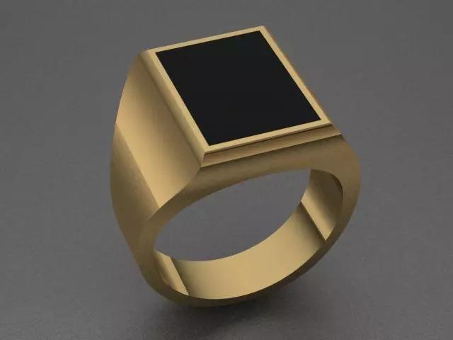 Luxury Golden Onyx Men Ring