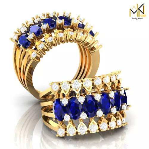 Luxury Sapphire and Diamond Cocktail Ring   3D CAD Jewelry Model