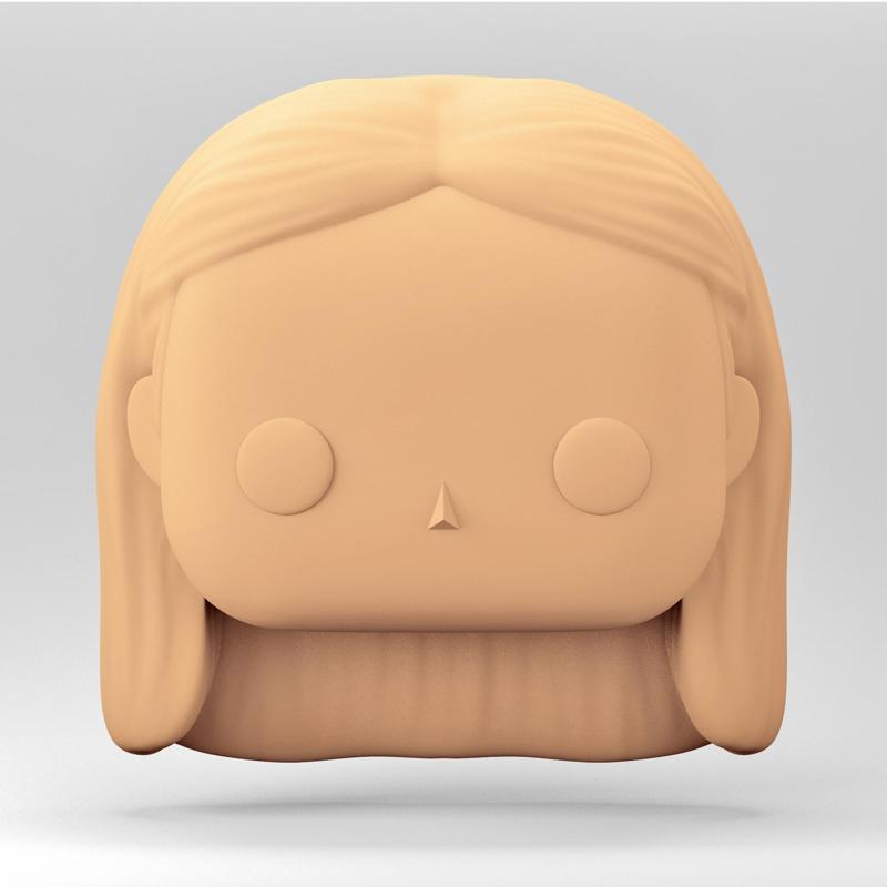 A female head in a POP style. Long hair. WH_1-9
