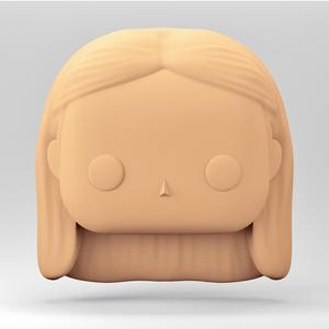 A female head in a POP style. Long hair. WH_1-9