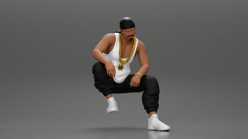 gangster homie in a gold chain and durag is sitting and thinking