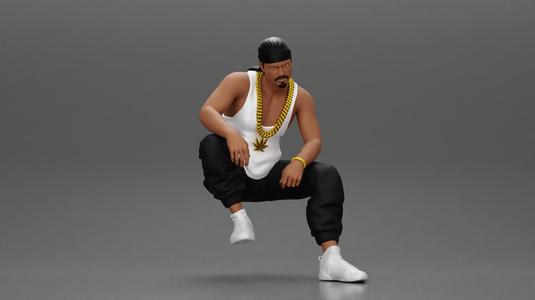 gangster homie in a gold chain and durag is sitting and thinking