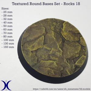 Round Bases Set – Rocks 18 Texture (25–160mm) | Perfect for Tabletop Wargames & RPG's