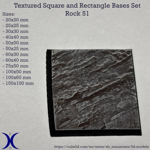 Square and Rectangle Bases Set – Rock 51 Texture (20–150mm) | Perfect for Tabletop Wargames & RPG's