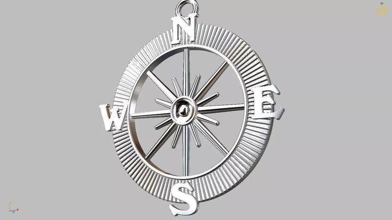 Wind Rose Travel Compass Pendant
