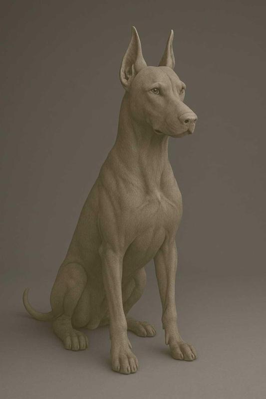 Doberman Dog – High-Detail Digital Sculpture STL for 3D Printing