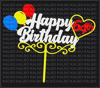 Happy 64th Birthday Cake Topper