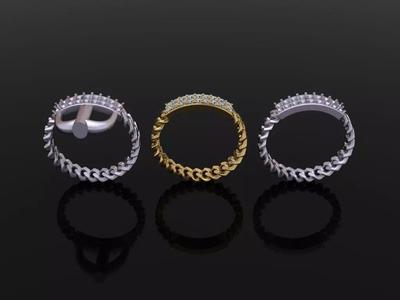 ID DIAMOND BAR CUBAN LINK CHAIN RING MIX SIZES 5