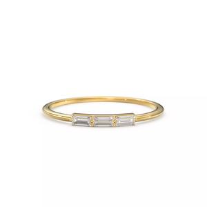 Baguette Diamond Stacking Ring 3 stone Wedding Band
