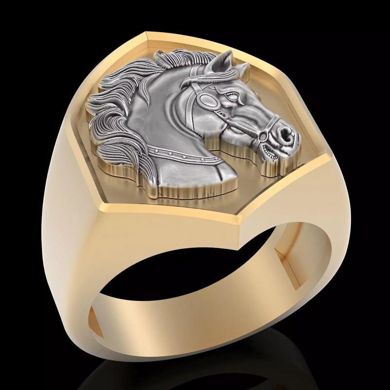 Horse Man ring silver gold jewelry printable 3D model