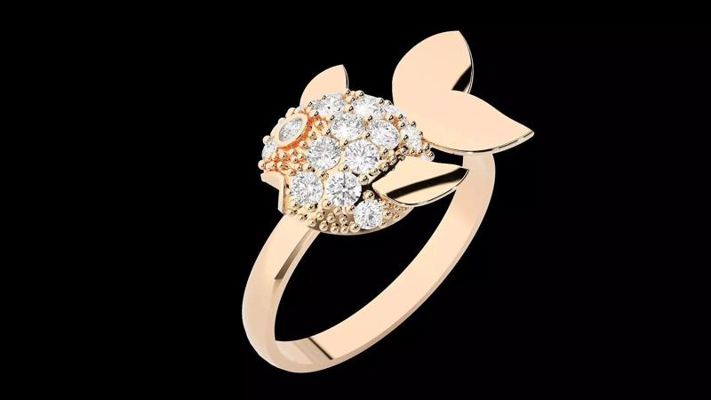 Fish Diamond Ring 3dm stl renders details