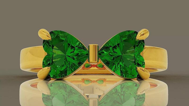 Fashion bow tie diamond ring with heart shape diamonds