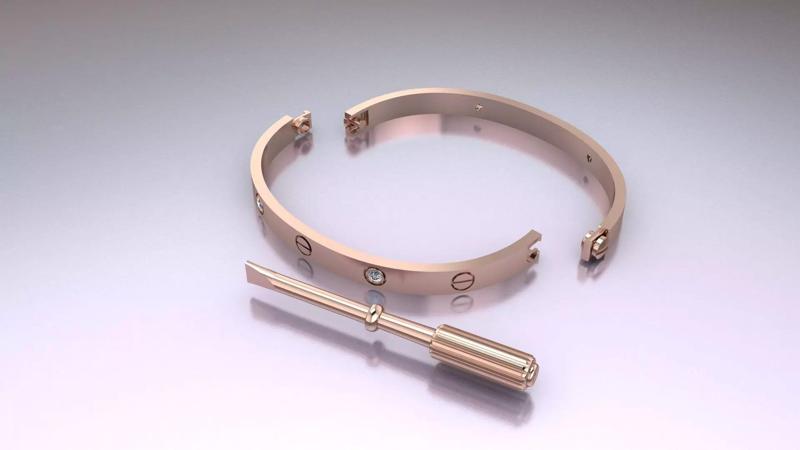 CARTIER LOVE bracelet with 4 stones 3D print model