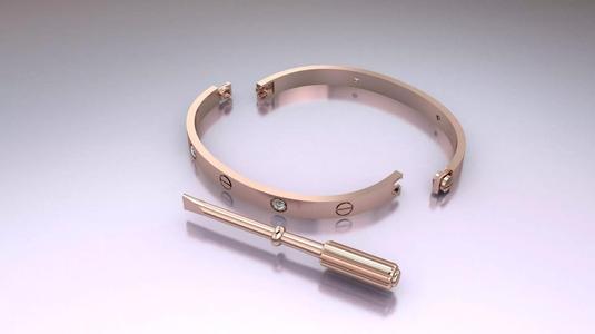 CARTIER LOVE bracelet with 4 stones 3D print model