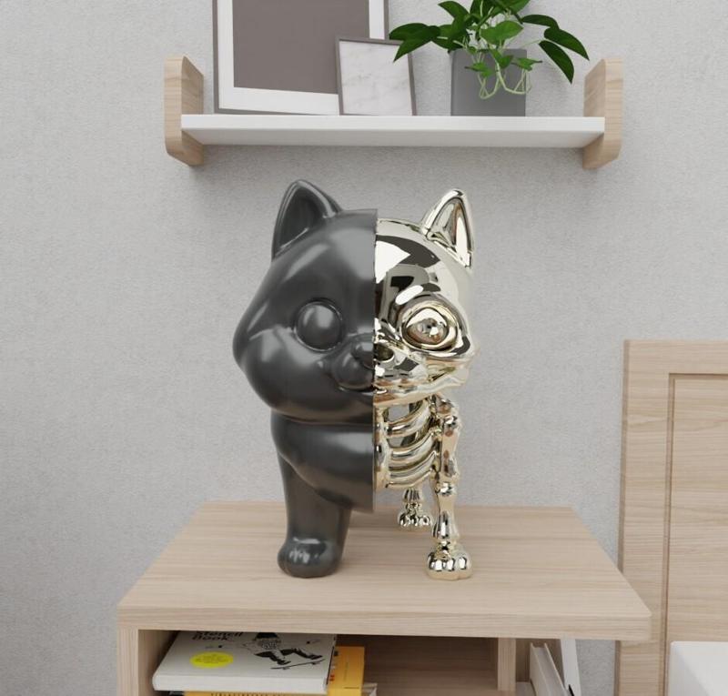 Pomerian Dog Xray - Half Bone Art Toy Decorative Sculpture