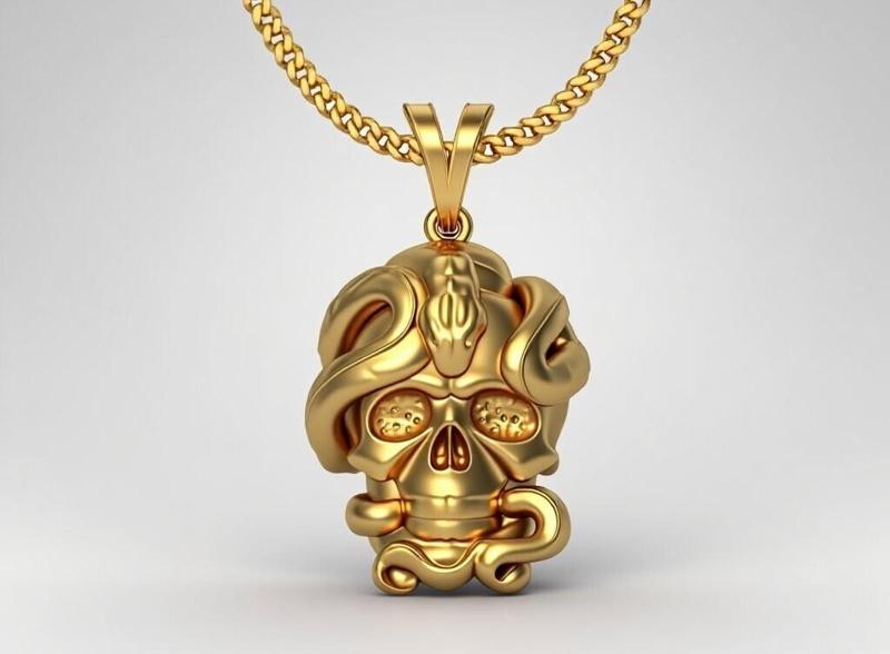 skull snake pendant charm