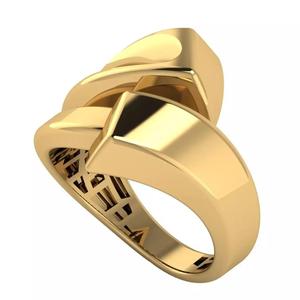 ITALY  Modern  Geometric Overlap Gold Ring Design trt03